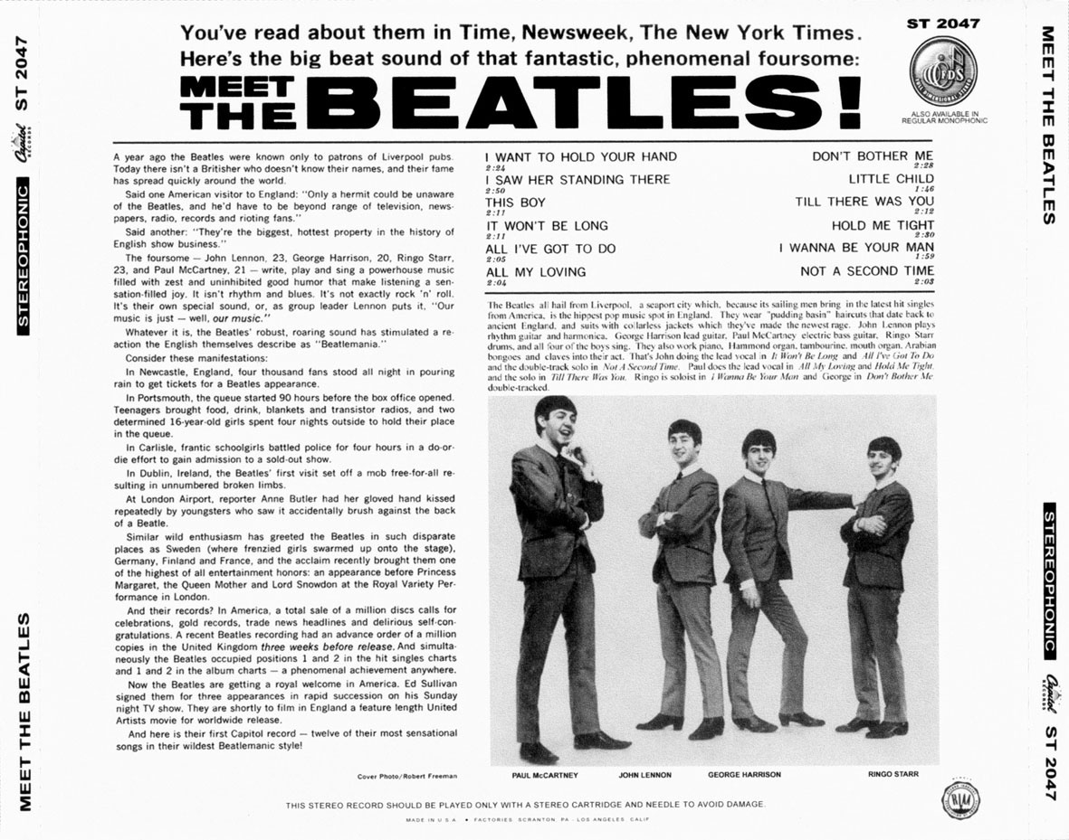 Back cover of the Meet the Beatles LP