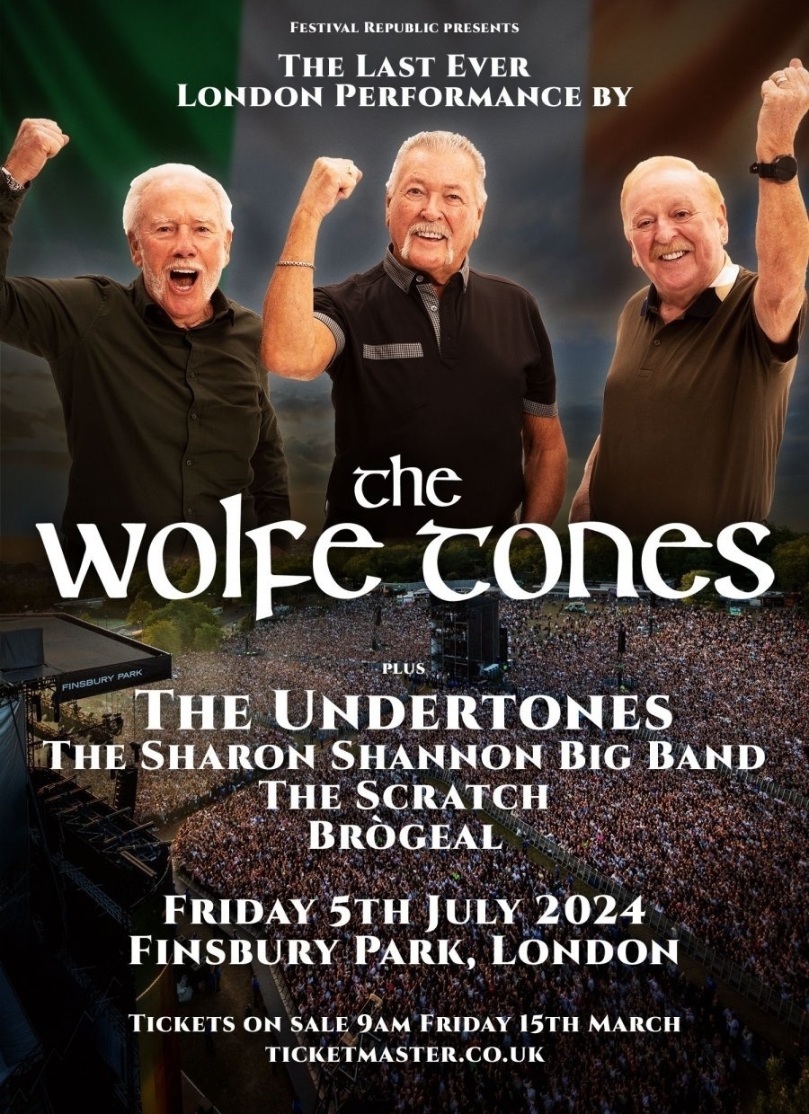 poster for the Wolfe tones show at Finsbury park on 5th july