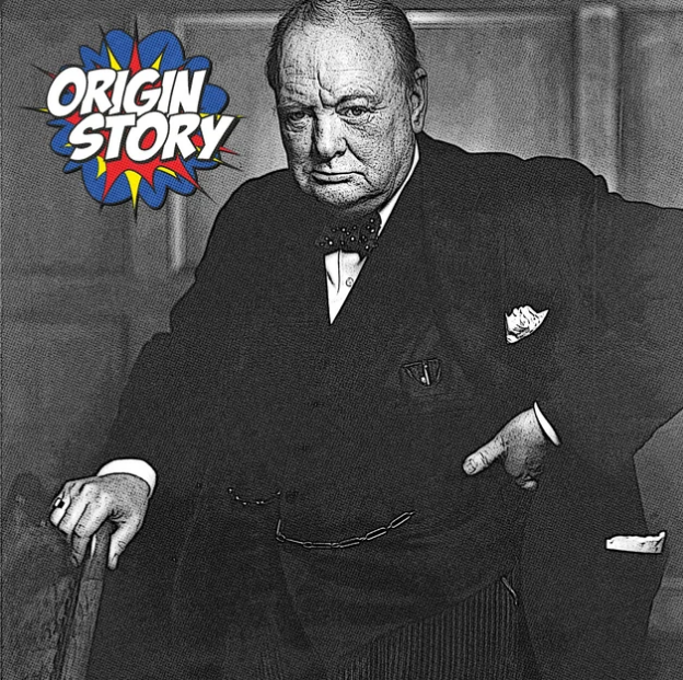 Podcast graphic - Churchill looking Churchillian