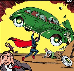 superman picking up a car